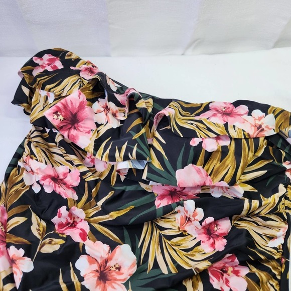 Kona Sol Swimsuit One Piece Black Multi Tropical Floral Plus Size 22W NWOT - Picture 5 of 11